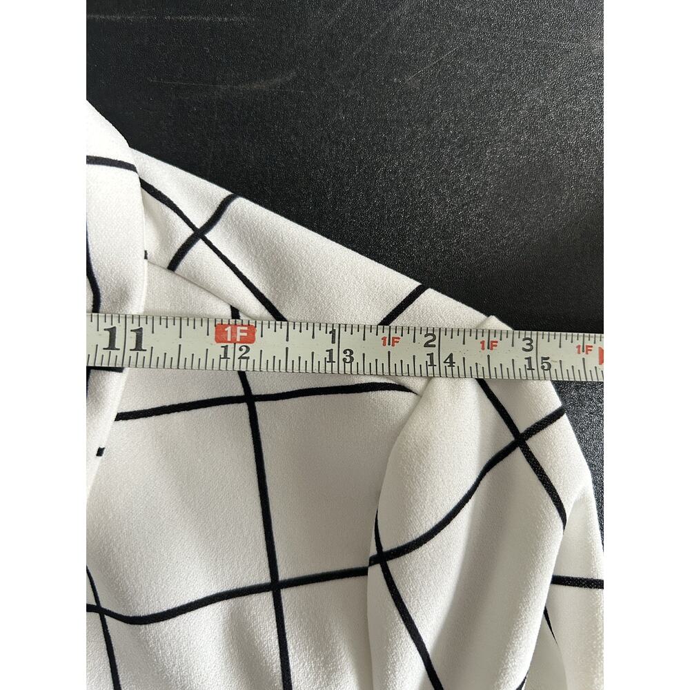Melloday Plaid Open Front Over Coat Duster Jacket White Black S, Mid-Length - Picture 7 of 11